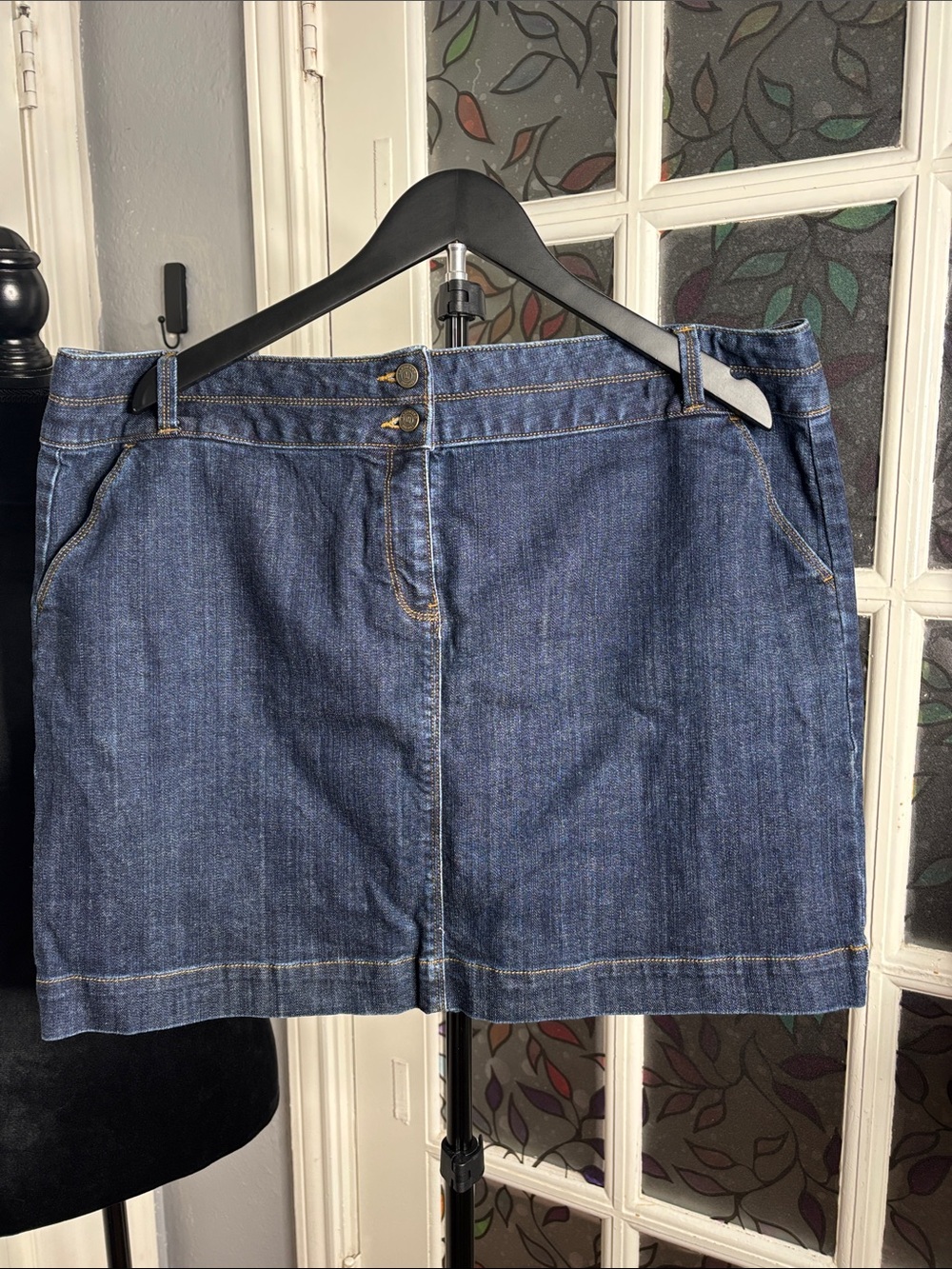 Lands' End Dark Blue Denim Mini Skirt